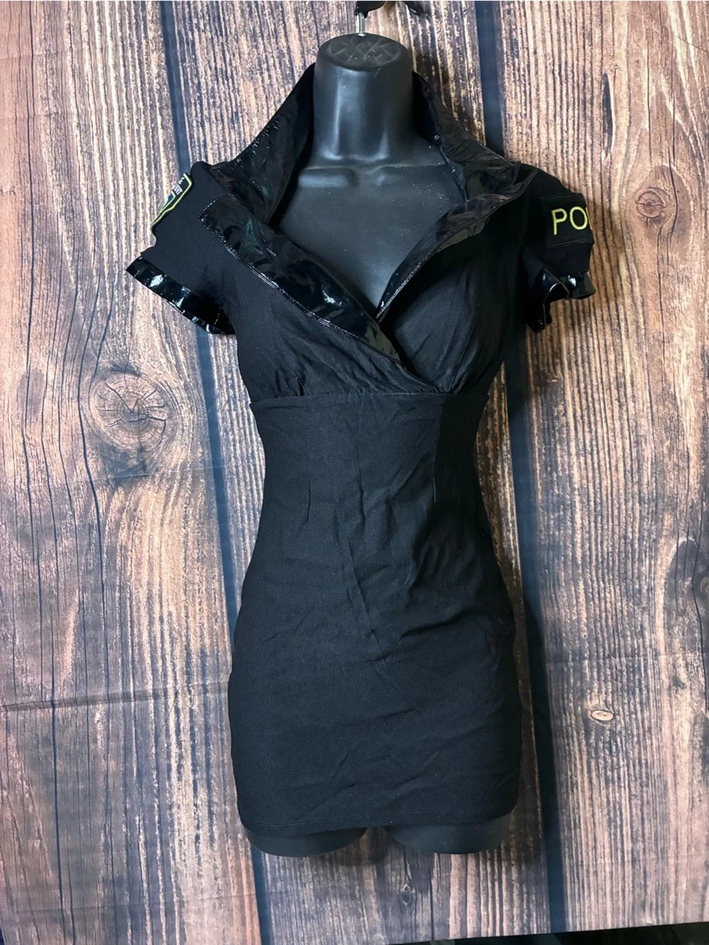 Police Black Women's Slim Fit with Shiny Collar size s-not a kids costume-